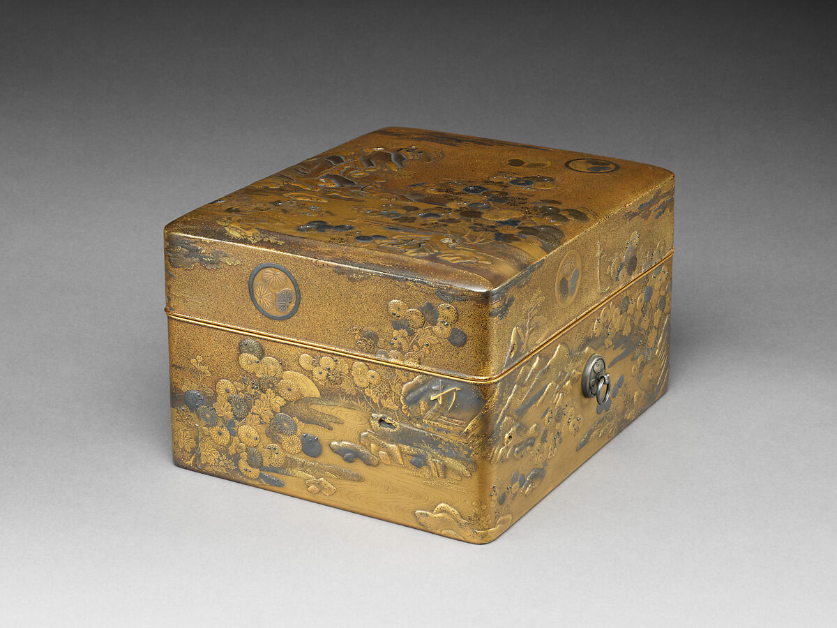 幸阿弥长重,诗歌主题手箱斜视图,约1633年
