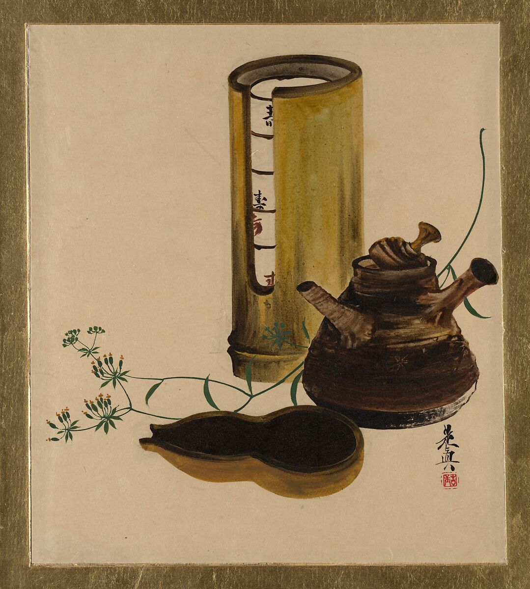 柴田是真，煎茶器组漆画，1882年